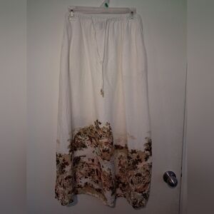 Tahari Scenic Cream and Brown Maxi Skirt